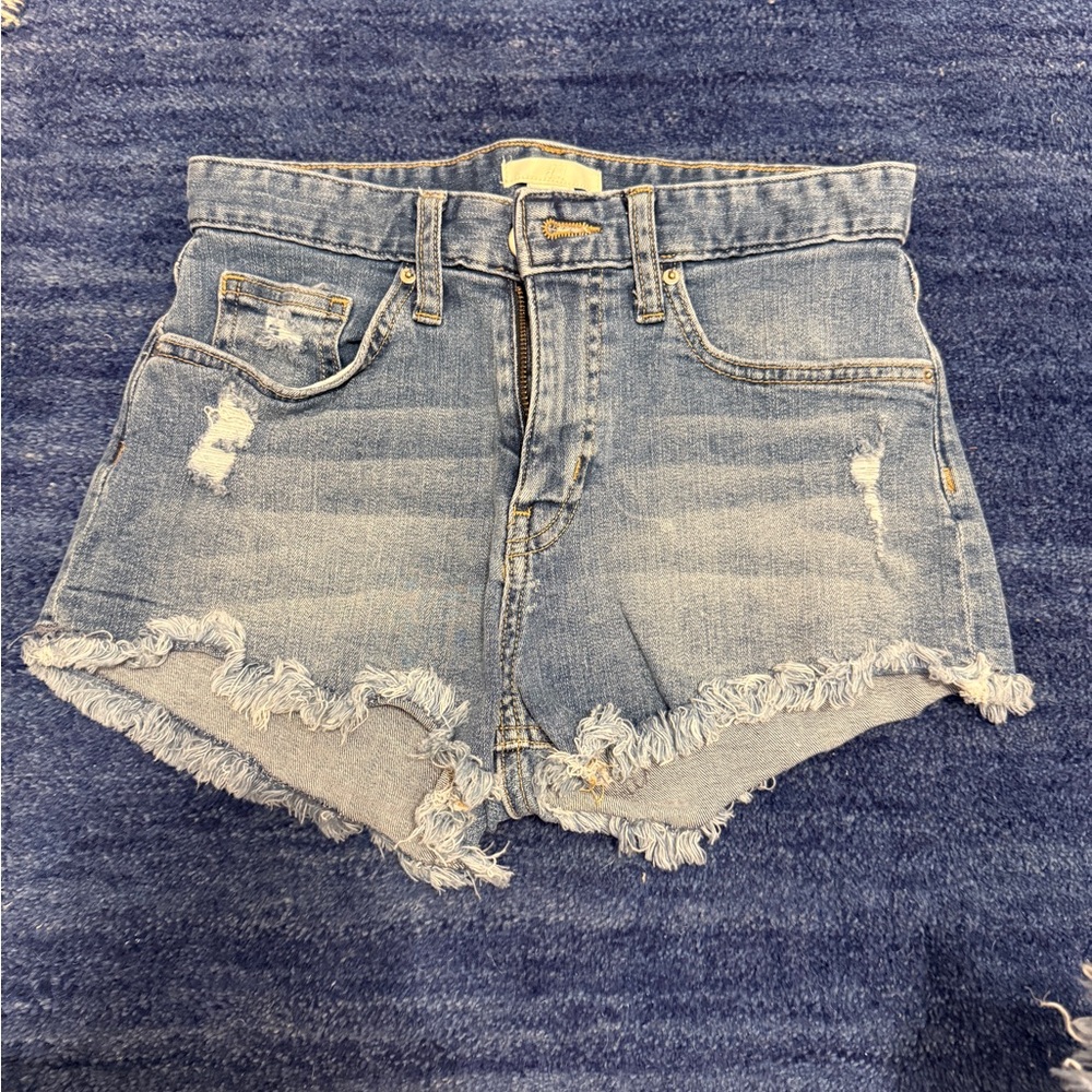 H&M Blue Jean Shorts Frayed Hem Casual